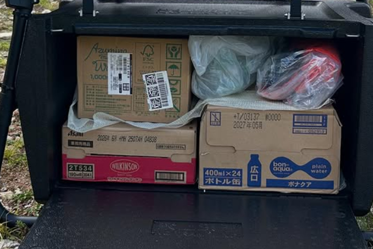 食料や飲料水・ビールの積載例